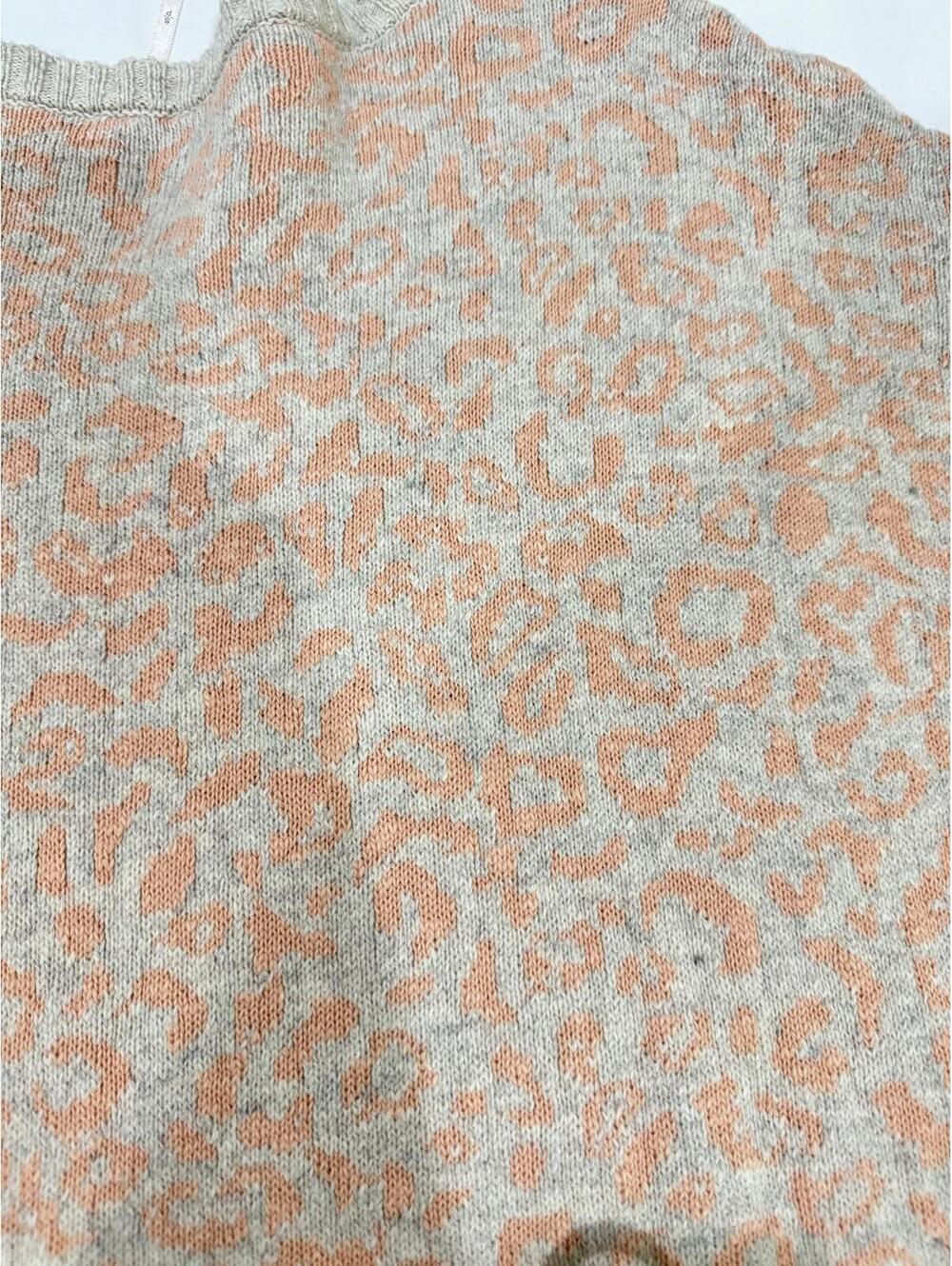 Free People Beige Peach Animal Print Boat Neck Alpaca Blend Sweater- Size Small - Picture 6 of 9